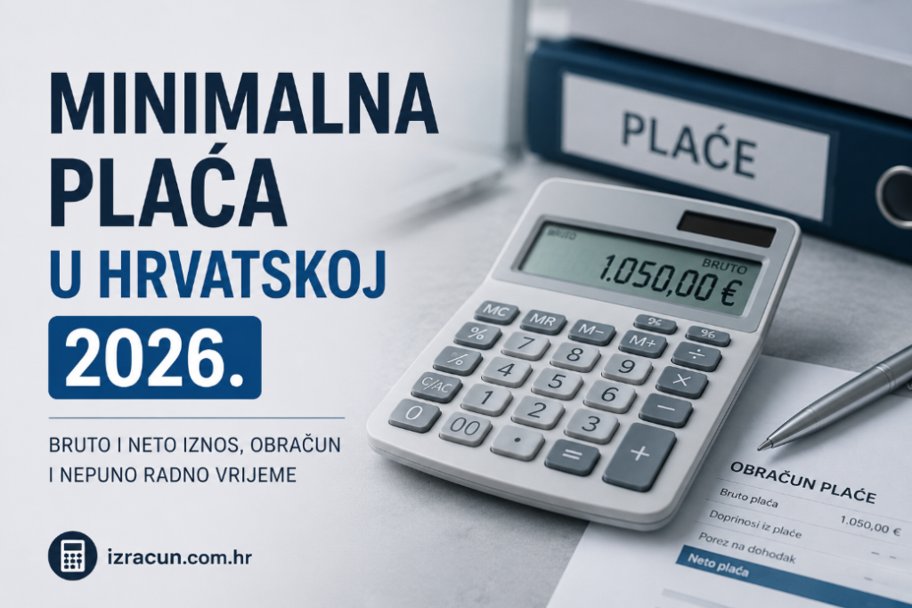 Minimalna plaća u Hrvatskoj za 2026. godinu iznosi 1050 eura bruto