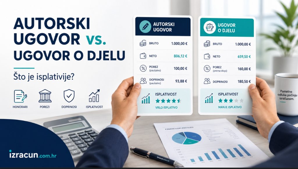Autorski ugovor i ugovor o djelu – usporedba isplativosti honorara