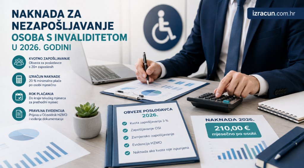 Naknada za nezapošljavanje osoba s invaliditetom u 2026. godini